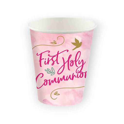 Picture of HOLY COMMUNION PINK PAPER CUPS 250ML - 8 PACK
